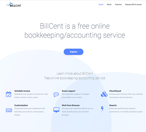 BillCent accounting dashboard
